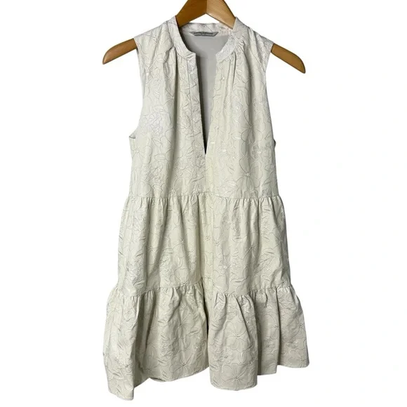 Amanda Uprichard Rylee Dress White Faux Leather Floral Size Small - Picture 2 of 8